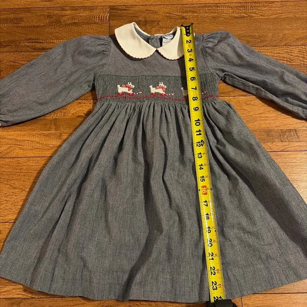 Carriage Boutiques by Friedknit Creations Blue Gingham Smocked Dress 4Y